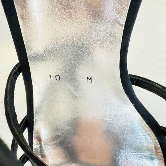 Stuart Weitzman Sandals Womens 10 Black Leather Sole Strappy Heel Dress Formal - Picture 11 of 12